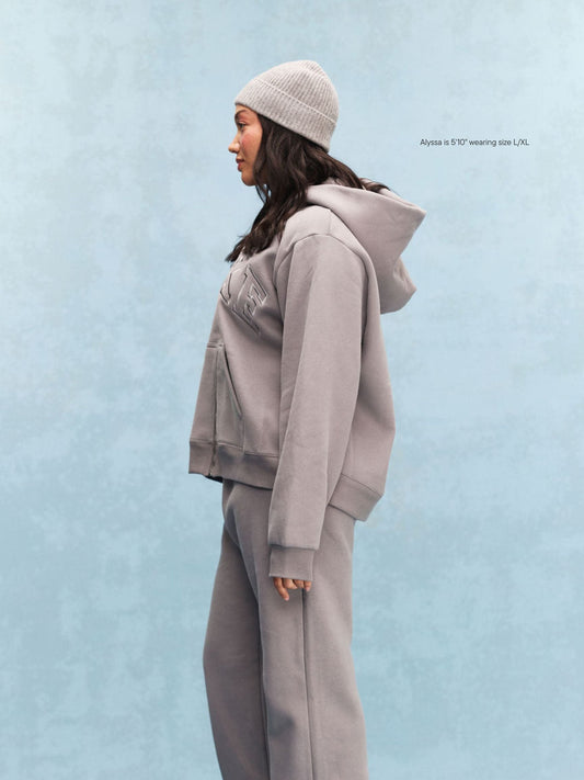 Monochrome Varsity Zip Up Hoodie